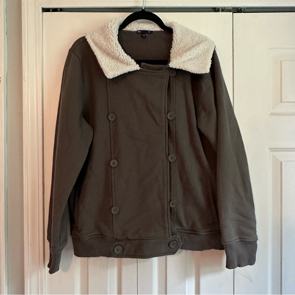 Old Navy Button Front Jacket With Sherpa Collar - image 1